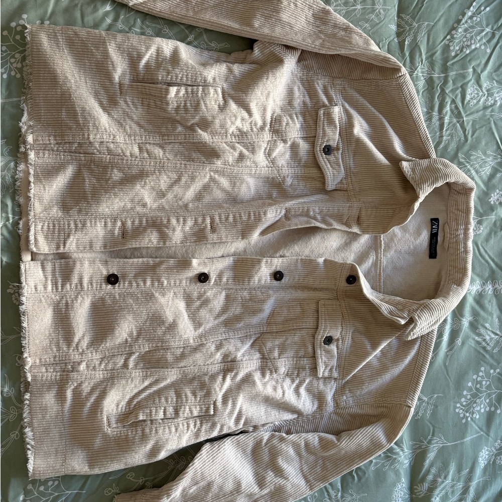 Zara Cream Corduroy Shirt Jacket